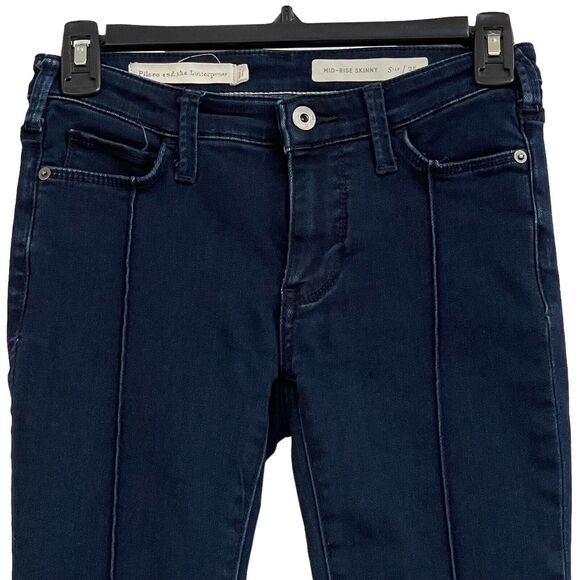 Pilcro and the Letterpress SZ 25 Skinny Jeans Mid-Rise Stretch Zip-Fly Dark Wash - Picture 2 of 11